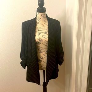 Rachel Zoe pinstripe open front 3/4 sleeve blazer